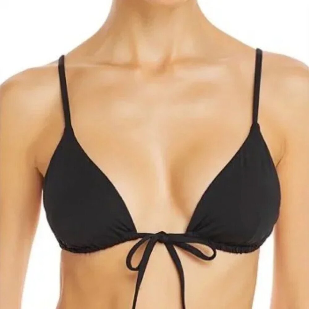 Zero + Maria Cornejo Black String Bikini Top Front Tie Size M